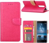 LuxeBass Hoesje geschikt voor Nokia 8 - Bookcase Roze - portemonnee hoesje - telefoonhoes - gsm hoes - telefoonhoesjes