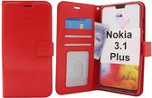 LuxeBass Hoesje geschikt voor Nokia 3.1 Plus - Bookcase Rood - portemonnee hoesje - telefoonhoes - gsm hoes - telefoonhoesjes