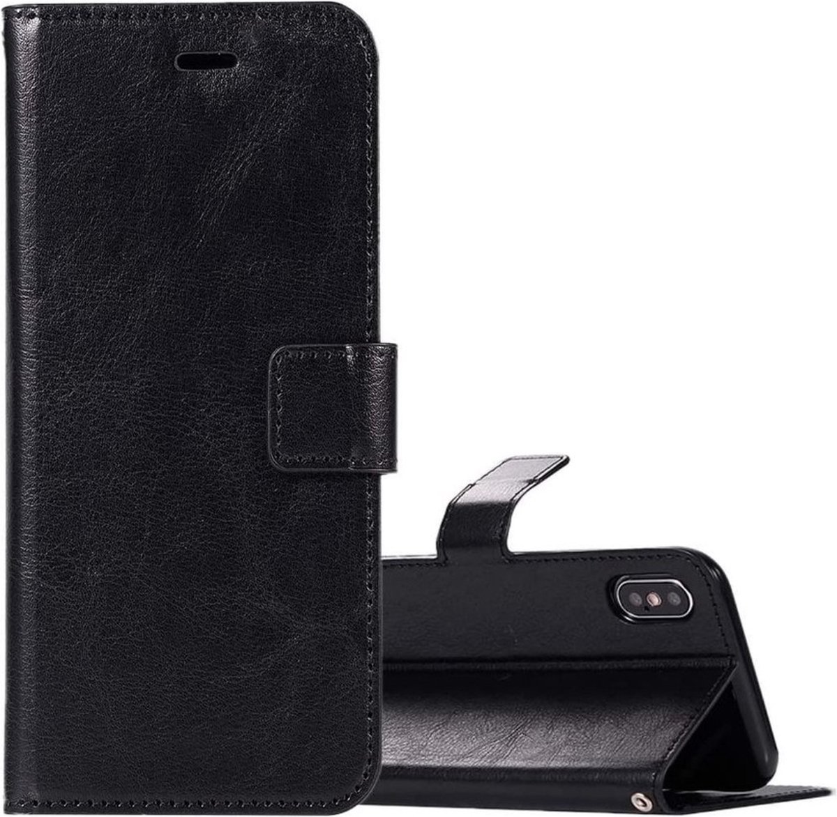 LuxeBass Hoesje geschikt voor iPhone XR - Bookcase Zwart - portemonnee hoesje - telefoonhoes - gsm hoes - telefoonhoesjes