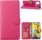 LuxeBass Hoesje geschikt voor Samsung Galaxy M31 - Bookcase Roze - portemonnee hoesje - telefoonhoes - gsm hoes - telefoonhoesjes