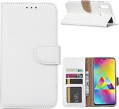 LuxeBass Hoesje geschikt voor Samsung Galaxy M20 Power - Bookcase Wit - portemonnee hoesje - telefoonhoes - gsm hoes - telefoonhoesjes