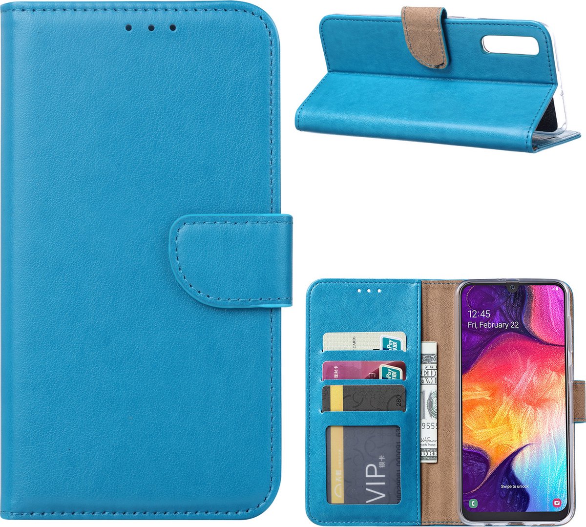 LuxeBass Hoesje geschikt voor Samsung Galaxy A50 - Bookcase Turquoise- portemonnee hoesje - telefoonhoes - gsm hoes - telefoonhoesjes