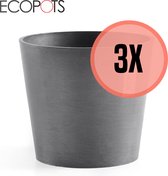 Ecopots | Amsterdam | Mini | ø 17 cm | Donkergrijs/ grijs | 3 stuks | 74.009.17G