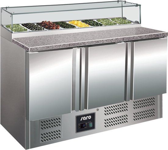 SARO Pizzatisch, 3 Türen, Glasaufsatz, 
Modell EPS 903 G