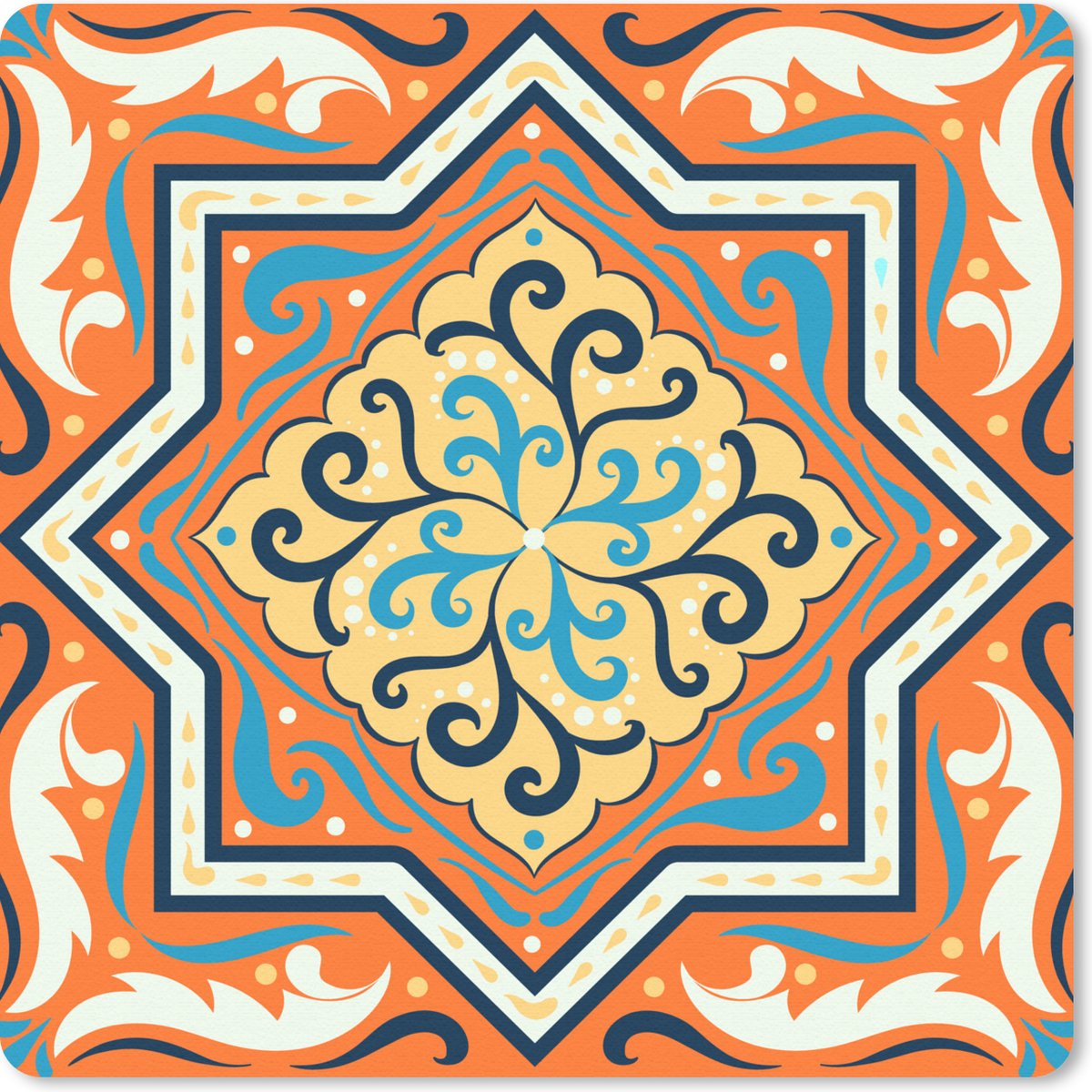 Muismat 30x30 cm - Mousepad Vierkant - Blauw - Oranje - Muismatten