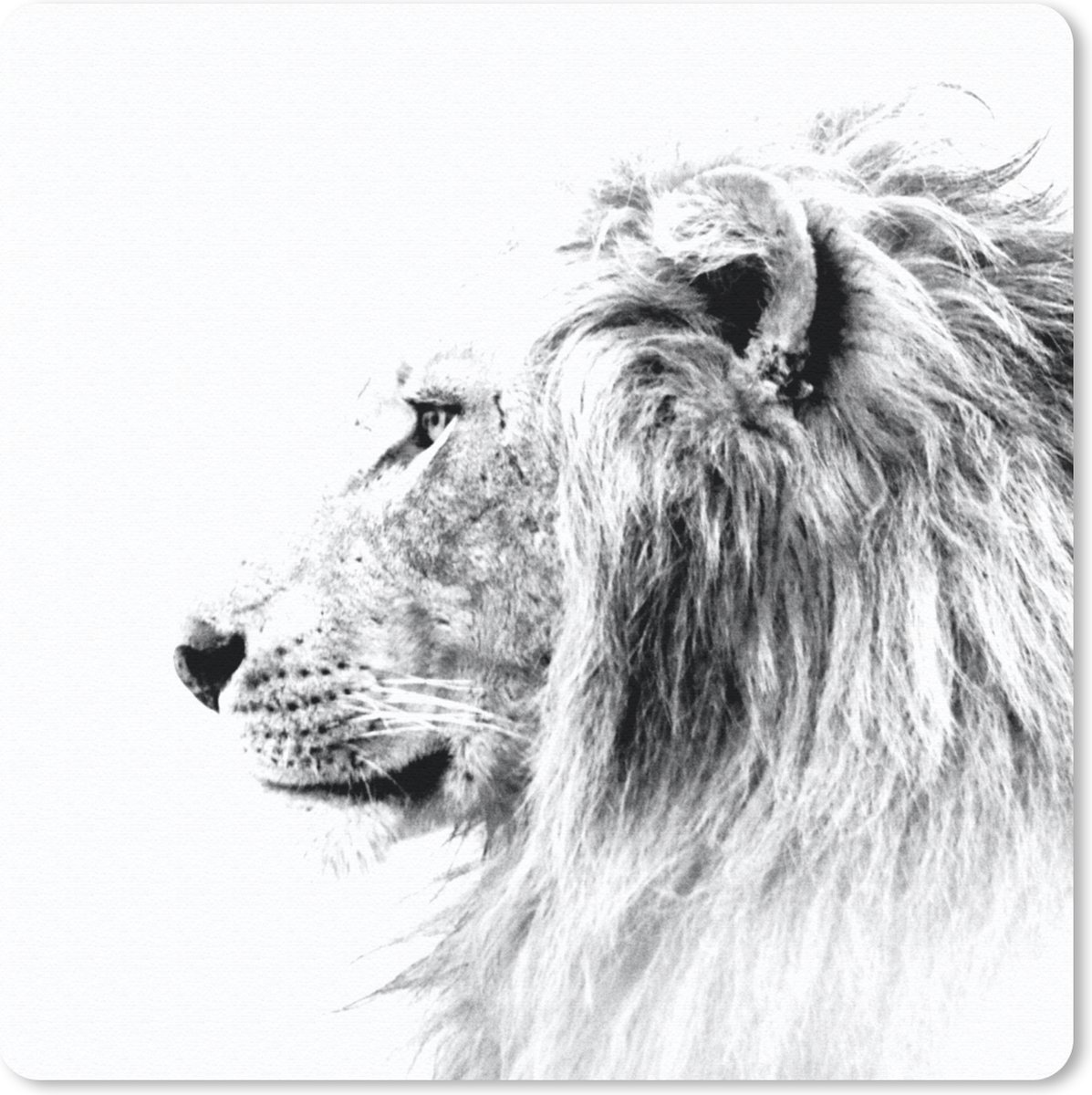 Muismat 30x30 cm - Mousepad Leeuw - Zwart - Wit - Dieren - Muismatten