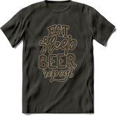 Eat Sleep Beer Repeat T-Shirt | Bier Kleding | Feest | Drank | Grappig Verjaardag Cadeau | - Donker Grijs - XL