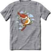 Lovebirds - Valentijn T-Shirt | Grappig Valentijnsdag Cadeautje voor Hem en Haar | Dames - Heren - Unisex | Kleding Cadeau | - Donker Grijs - Gemaleerd - L