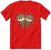 Love Otters - Valentijn T-Shirt | Grappig Valentijnsdag Cadeautje voor Hem en Haar | Dames - Heren - Unisex | Kleding Cadeau | - Rood - S