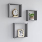 Decoways - Wandschappen kubus 3 stuks MDF grijs