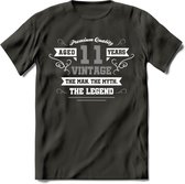 11 Jaar Legend T-Shirt | Zilver - Wit | Grappig Verjaardag en Feest Cadeau | Dames - Heren - Unisex | Kleding Kado | - Donker Grijs - XL