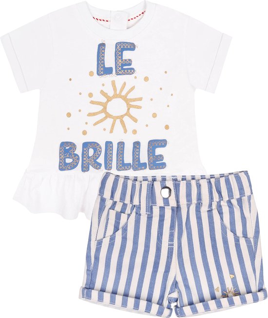 Tweedelige kledingset, blauw-wit T-shirt en broek - Tom & Kiddy / 74 cm