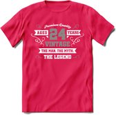 24 Jaar Legend T-Shirt | Zilver - Wit | Grappig Verjaardag en Feest Cadeau | Dames - Heren - Unisex | Kleding Kado | - Roze - M