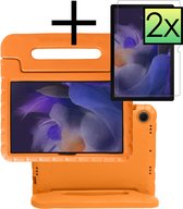 Hoesje Geschikt voor Samsung Galaxy Tab A8 Hoesje Kinderhoes Shockproof Hoes Kids Case Met 2x Screenprotector - Oranje