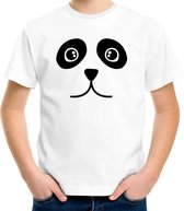 Panda / pandabeer gezicht verkleed t-shirt wit voor kinderen - Carnaval fun shirt / kleding / kostuum XS (110-116)