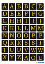 Huismerk Herma 4130 Etiket met letters A-Z 13mm Zwart-Goud - 1 pakje met 2 velletjes