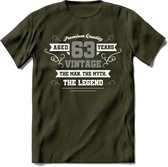 63 Jaar Legend T-Shirt | Zilver - Wit | Grappig Verjaardag en Feest Cadeau | Dames - Heren - Unisex | Kleding Kado | - Leger Groen - XL