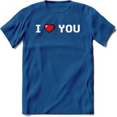 I Love You - Valentijn T-Shirt | Grappig Valentijnsdag Cadeautje voor Hem en Haar | Dames - Heren - Unisex | Kleding Cadeau | - Donker Blauw - L