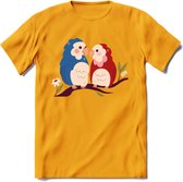 Lovebirds - Valentijn T-Shirt | Grappig Valentijnsdag Cadeautje voor Hem en Haar | Dames - Heren - Unisex | Kleding Cadeau | - Geel - L