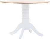 Decoways - Eettafel 106 cm massief rubberwood wit en bruin