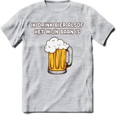 Ik Drink Bier Alsof Het Mijn Baan Is T-Shirt | Bier Kleding | Feest | Drank | Grappig Verjaardag Cadeau | - Licht Grijs - Gemaleerd - L