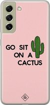 Casimoda® hoesje - Geschikt voor Samsung S21 FE - Go Sit On A Cactus - Backcover - Siliconen/TPU - Roze