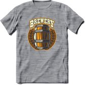 Beer Barrel T-Shirt | Bier Kleding | Feest | Drank | Grappig Verjaardag Cadeau | - Donker Grijs - Gemaleerd - L
