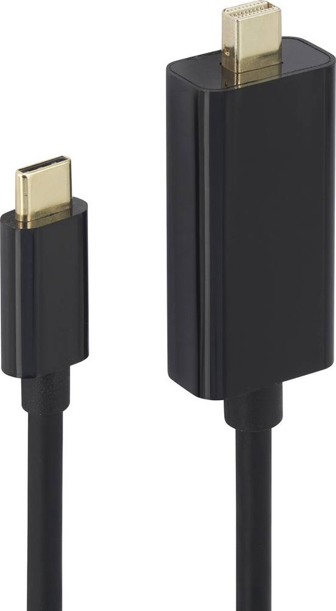 Renkforce USB-C / Mini-displayport Adapterkabel USB-C stekker, Mini DisplayPort stekker 5.00 m Zwart RF-3421684 Verguld