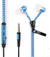 Koptelefoon met ritssluiting - Basmonitor - Metalen in ear Hoofdtelefoons met microfoon voor MP3, mobiele telefoons en pc - Blauw