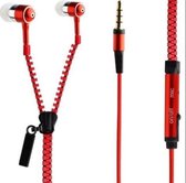 Koptelefoon met ritssluiting - Basmonitor - Metalen in ear Hoofdtelefoons met microfoon voor MP3, mobiele telefoons en pc - Rood