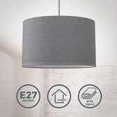 B.K.Licht - Grijze Hanglamp - voor binnen - woonkamer - eetkamer - stoffen kap - pendellamp - met 1 lichtpunt - Ø38 cm - E27 fitting - excl. lichtbron