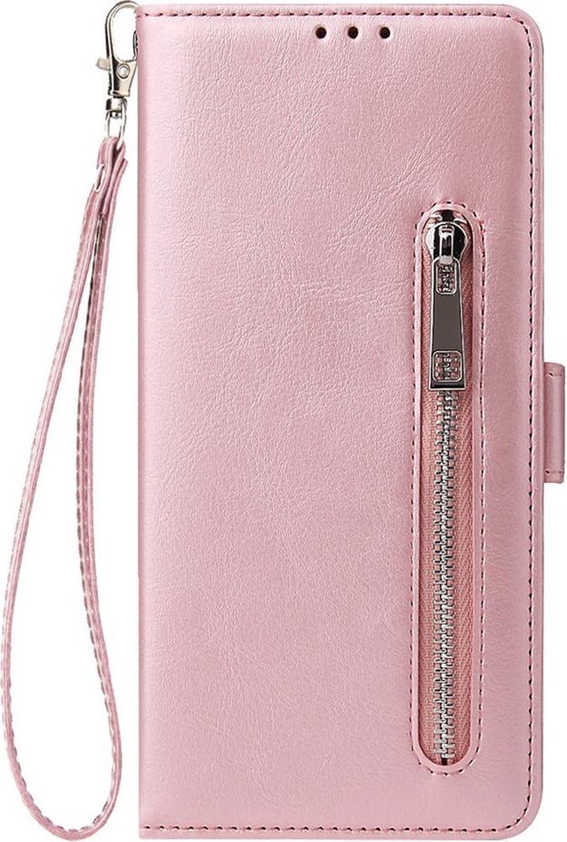 Shop4 - Samsung Galaxy S20 Ultra Hoesje - Wallet Case Cabello met Ritssluiting Rosé Goud