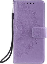 Shop4 - Samsung Galaxy A51 Hoesje - Wallet Case Mandala Patroon Paars