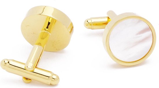 HuisCollectie Manchetknopen 14krt geelgoud rond met parelmoer - Juwelier van der Weerd - Janssen Zeist