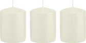 3x Ivoorwitte cilinderkaars/stompkaars 6 x 8 cm 29 branduren - Geurloze kaarsen - Woondecoraties
