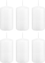 6x Witte cilinderkaarsen/stompkaarsen 5 x 10 cm 23 branduren - Geurloze kaarsen - Woondecoraties