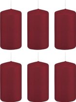 6x Bordeauxrode cilinderkaarsen/stompkaarsen 5 x 10 cm 23 branduren - Geurloze kaarsen - Woondecoraties
