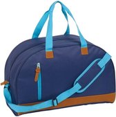 Sporttas/reistas donkerblauw met kunstleer 50 cm - Weekendtassen - Voetbaltassen 40 liter