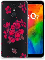 Back Cover LG Q7 TPU Siliconen Hoesje Blossom Rood