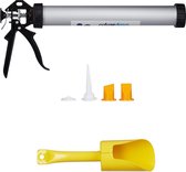 Relaxdays kitpistool 600ml - kitspuit - navulbaar - aluminium - 50 cm lang - mondstukken