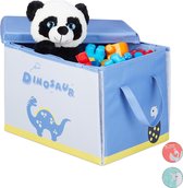 relaxdays speelgoedkist - stof - opbergbox - met deksel - opvouwbaar - opbergdoos dino