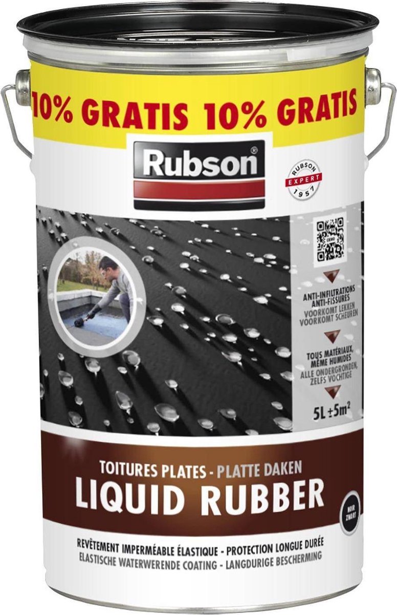 Rubson Liquid Rubber Plus + 10% de revêtement de toit et de gouttière  gratuits - 5 +... | bol.com