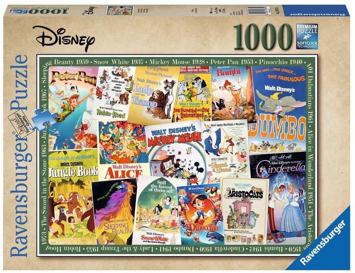 Ravensburger puzzel Disney Vintage Movie Posters - Legpuzzel - 1000 stukjes