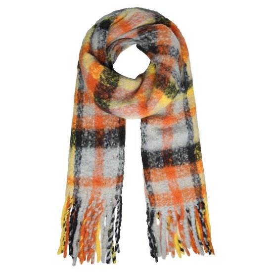 Zachte dames sjaal Warm Vibes|Langwerpige shawl|Oranje Geel|Geruit  gestreept | bol.com