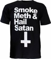 Smoke Meth & Hail Satan T-Shirt Zwart/Wit