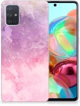 Geschikt voor Samsung Galaxy A71 Hoesje maken Pink Purple Paint