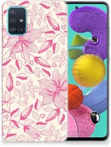 Back Case Geschikt voor Samsung A51 TPU Siliconen Hoesje Pink Flowers