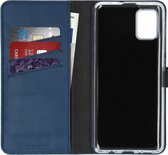 Samsung Galaxy A51 Hoesje met Pasjeshouder - Selencia Echt Lederen Booktype - Blauw