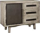 Buffetkast | Mangohout & ijzer | 112x43x86 | |1 deur, 3 lades