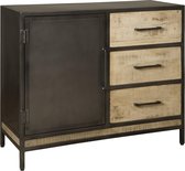 Buffetkast | Mangohout & ijzer | 1 deur, 3 lades | 112x46x92